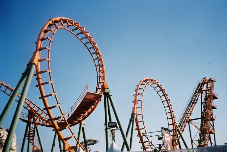 Roller coaster at an amusement park