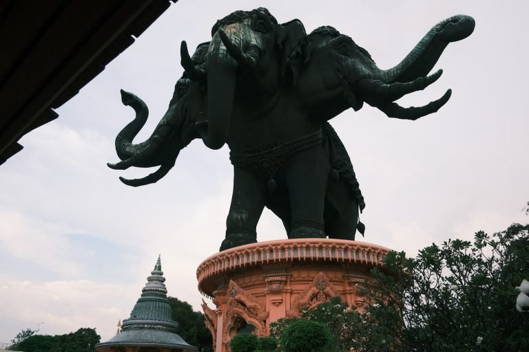 Giant bronze elephant statue of the Erawan Museum