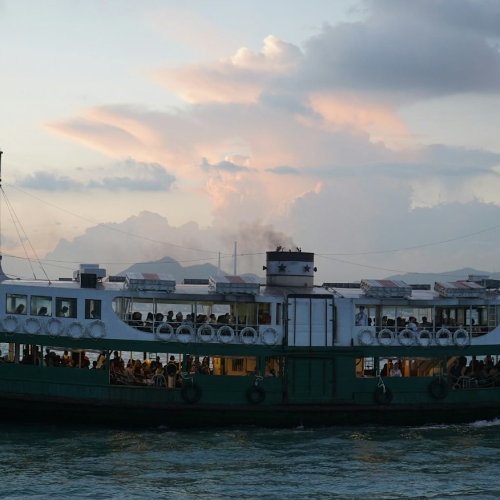 Ferry at sunset