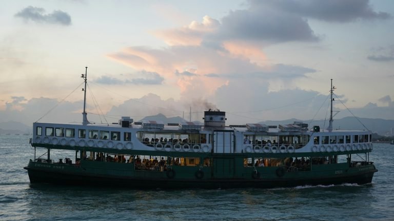 Ferry at sunset