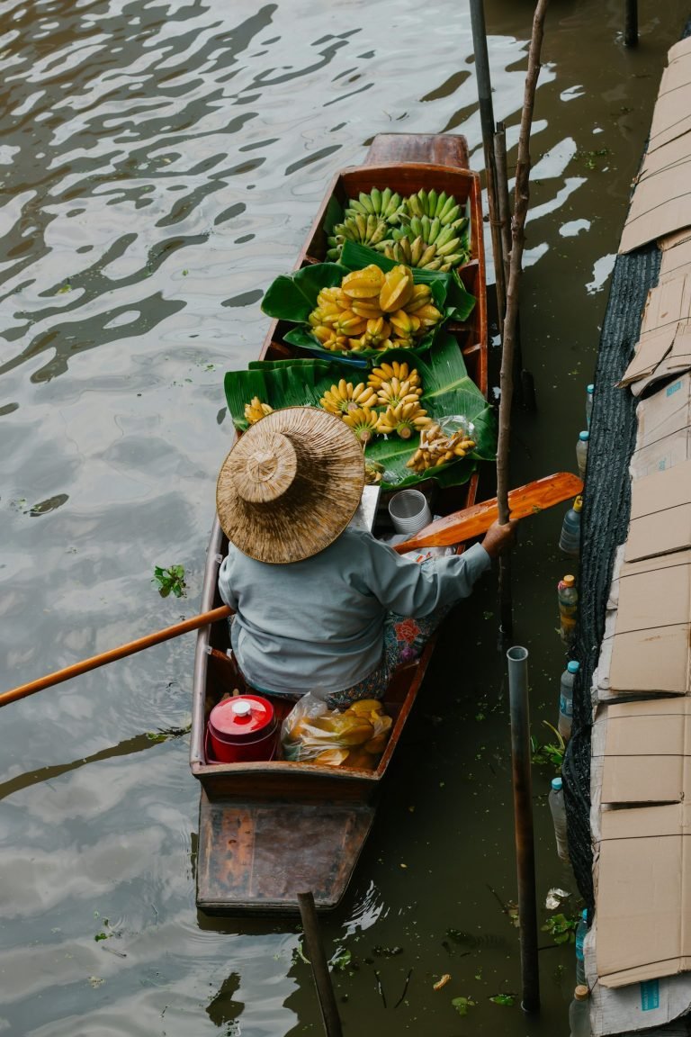 Vendor boat loaded with bananas