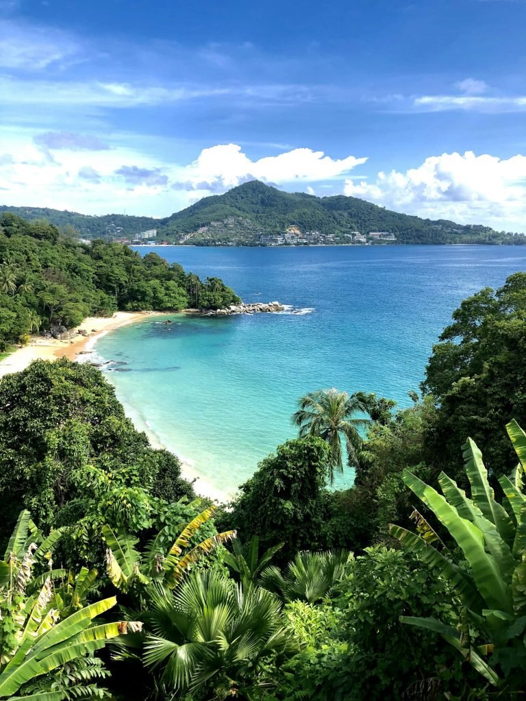 Tropical beach seen from a hill